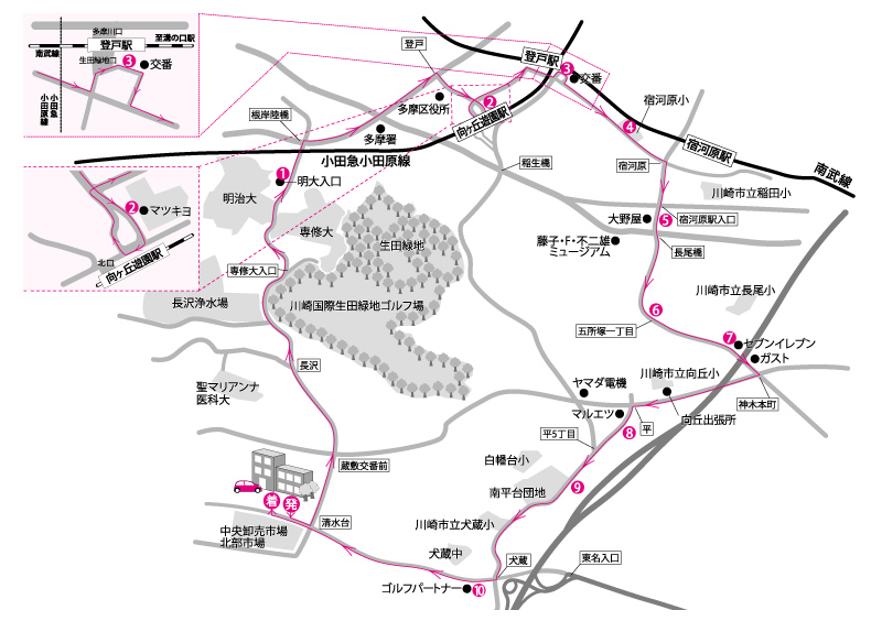 向ヶ丘・登戸線 路線図
